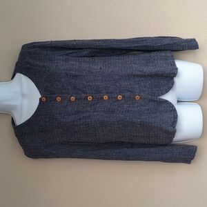 Flax Women’s Linen Shirt Jacket Lagenlook Artsy Art to Wear Shacket Indigo Small